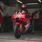 The Gresini Racing MotoGP bike featuring the special white and red tribute livery for Marco Simoncelli.