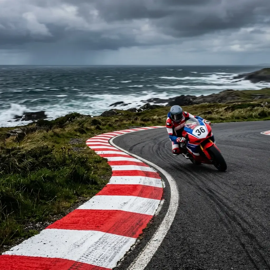 Illustration for our Australian GP news story: track kerbing overlooking a windy coastline.