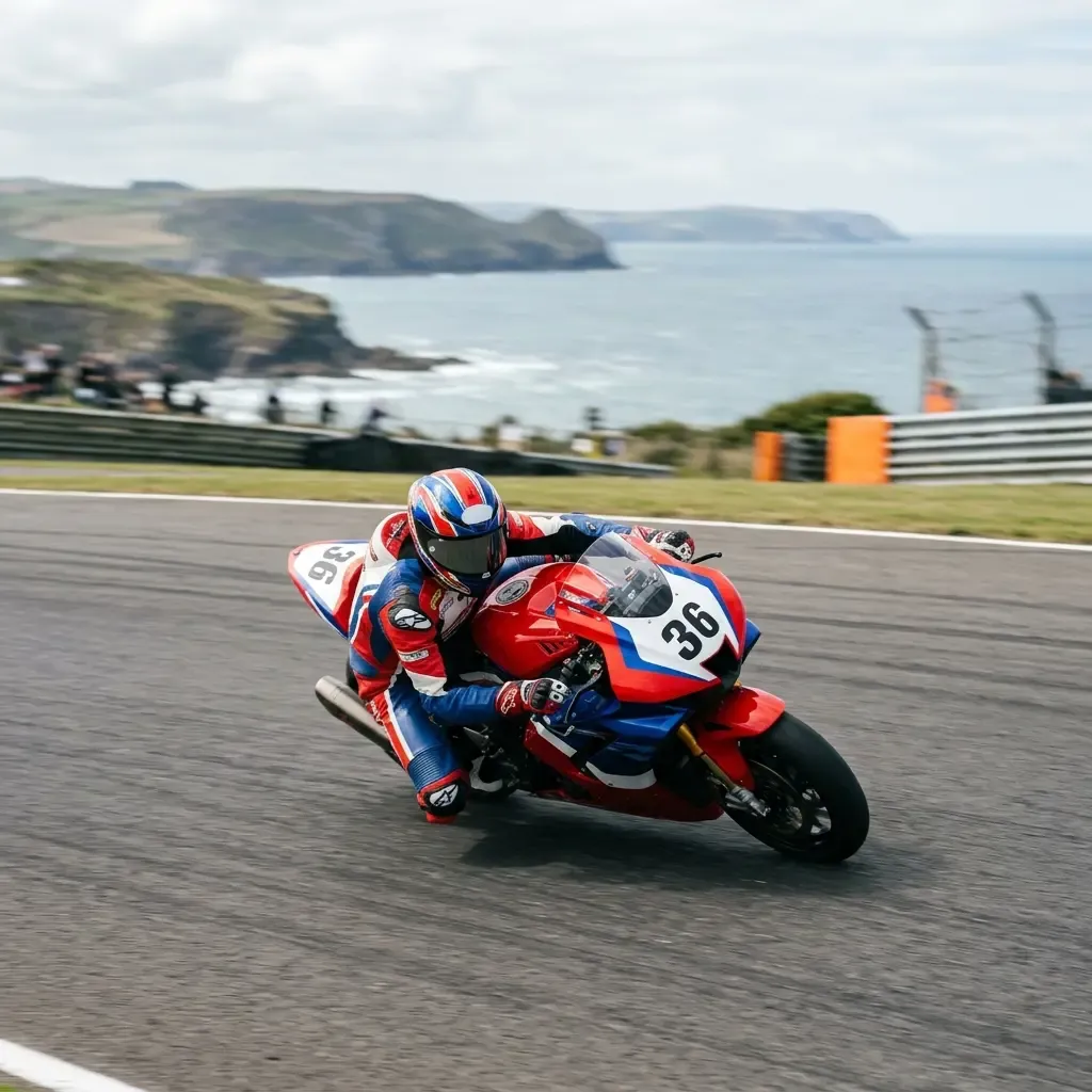 Illustration for our Australian GP news story: a lone rider leaning through a coastal corner.