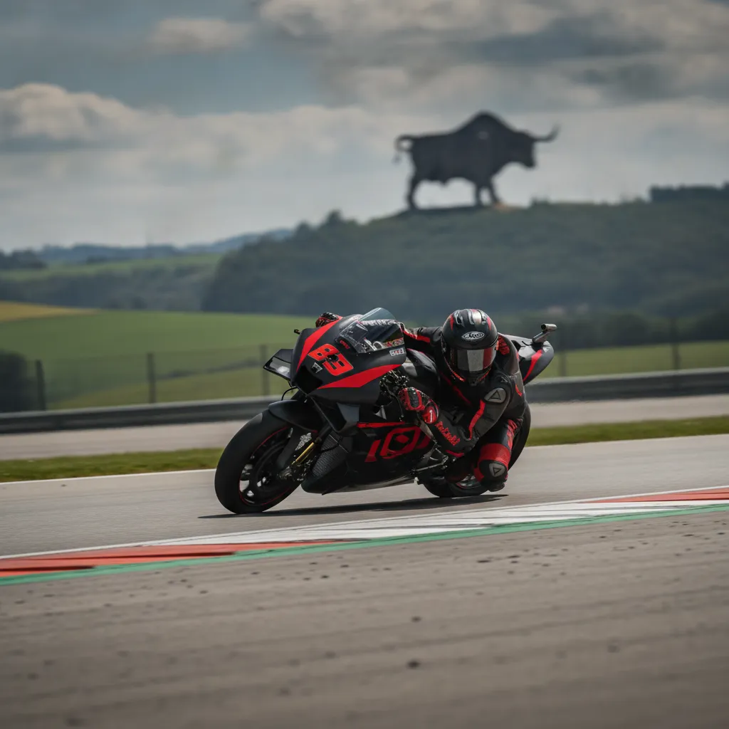 A MotoGP bike at speed during qualifying for the Austrian Grand Prix at the Red Bull Ring.