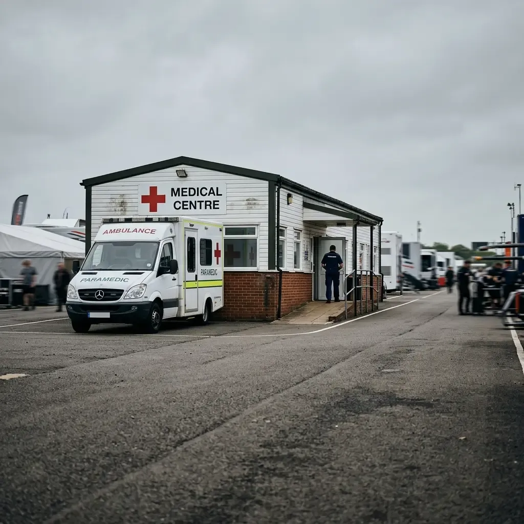 Illustration for our rider illness story: the exterior of a circuit medical centre building