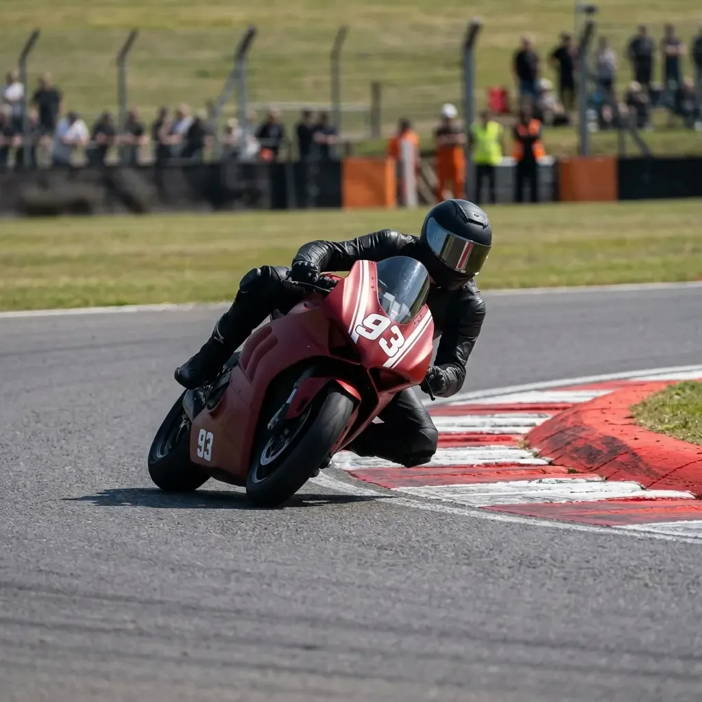 Illustration for our Indonesian GP Sprint story: a motorcycle racer leans through a turn on the track.