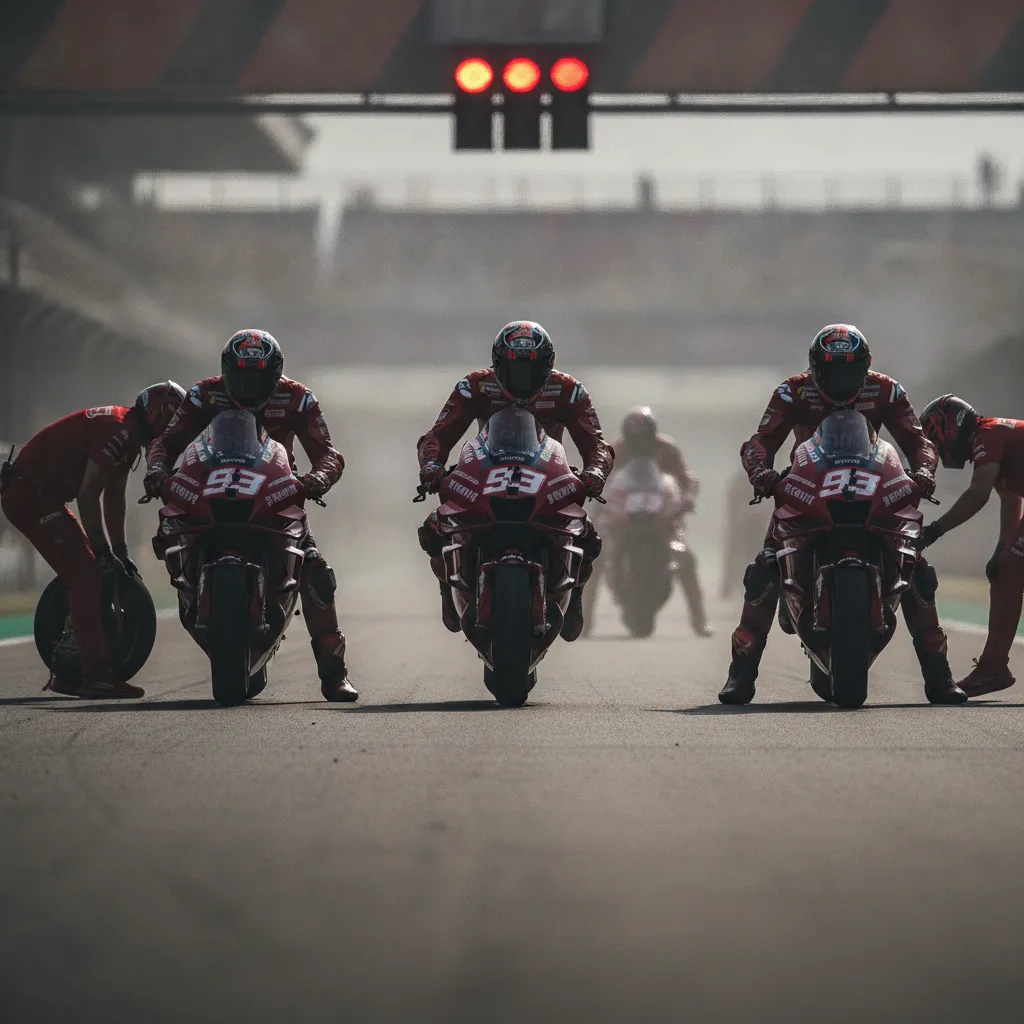 The MotoGP grid prepares for the start of the Sprint race at Misano.