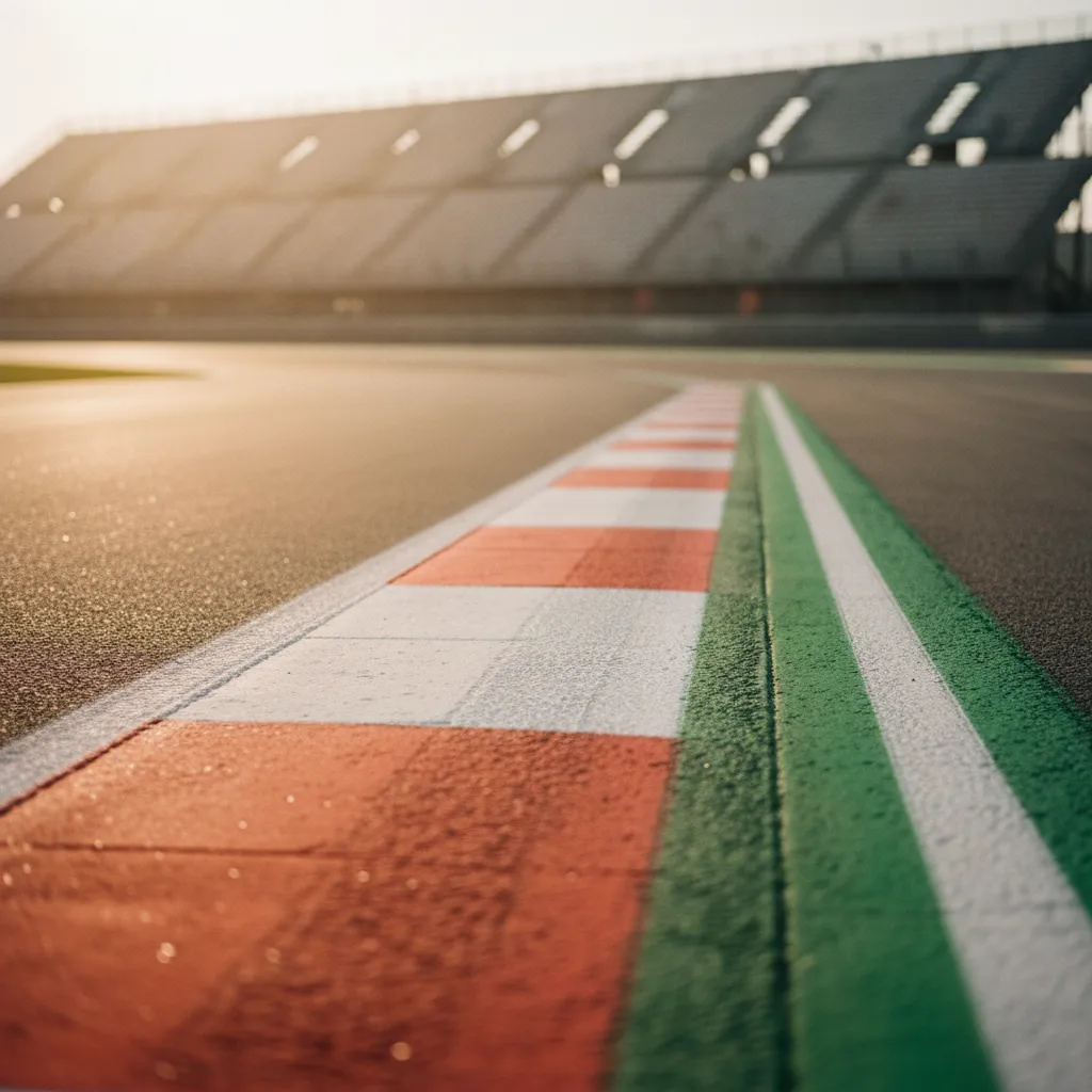 The colourful kerbs of the Misano World Circuit Marco Simoncelli.