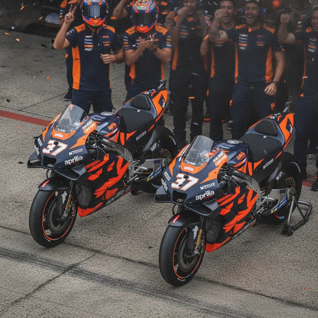 The Aprilia Racing bikes of Jorge Martin and Marco Bezzecchi after securing a double podium.