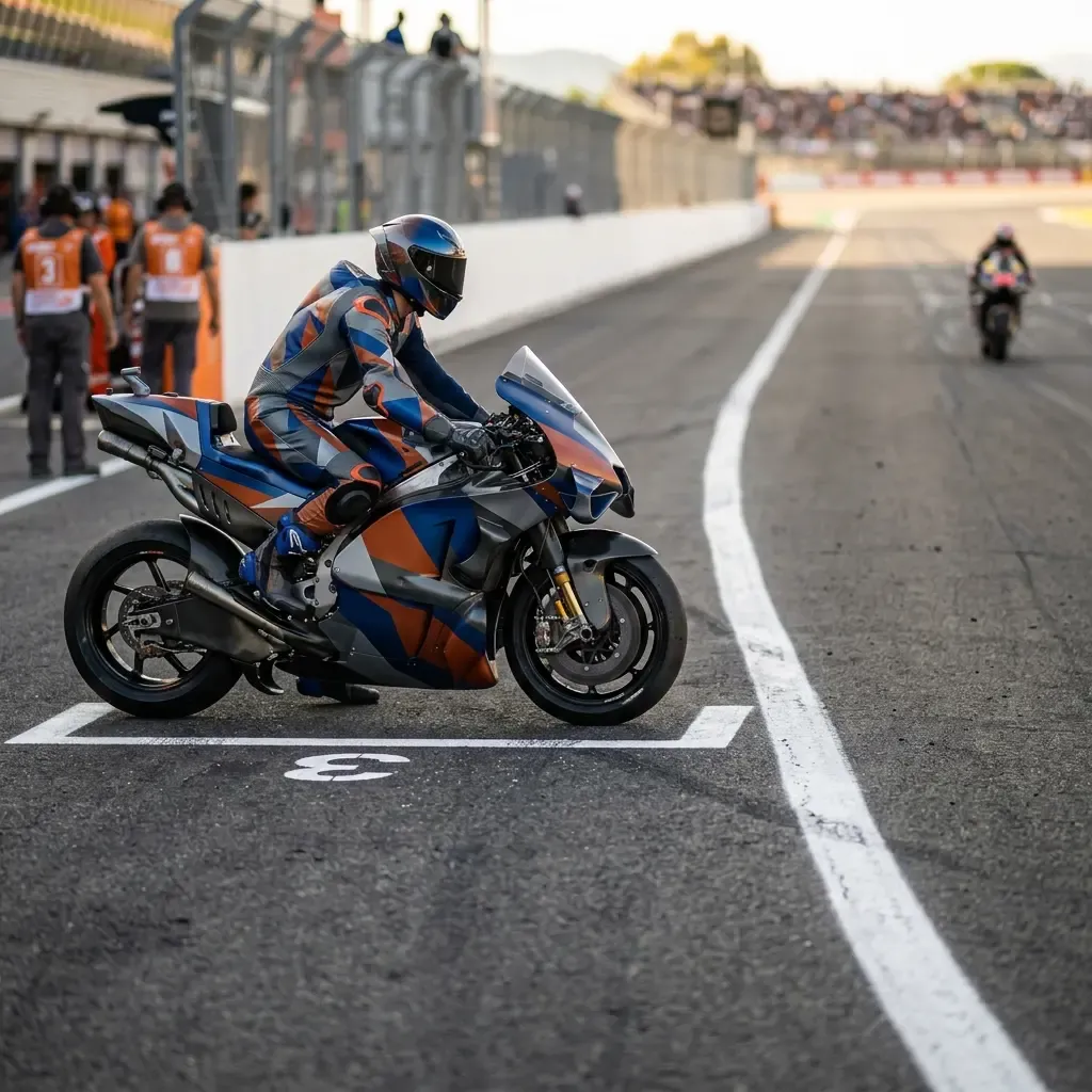 The MotoGP grid is lined up and ready for the start of a Saturday Sprint Race.