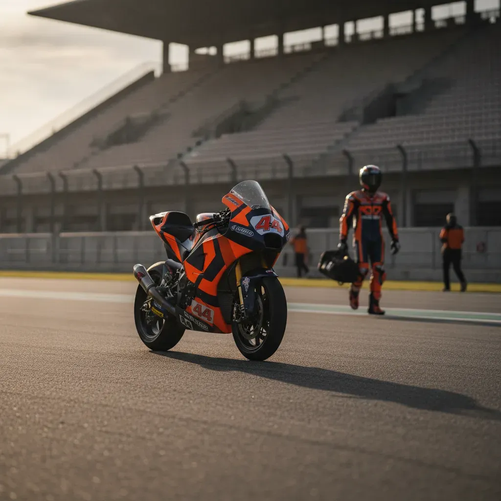 A Moto2 bike on track, symbolising Pol Espargaro's 2013 World Championship title before he moved to MotoGP.